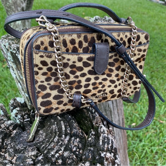 Kate Spade Mini Purse Cheetah Print Fur Crossbody - Picture 3 of 17